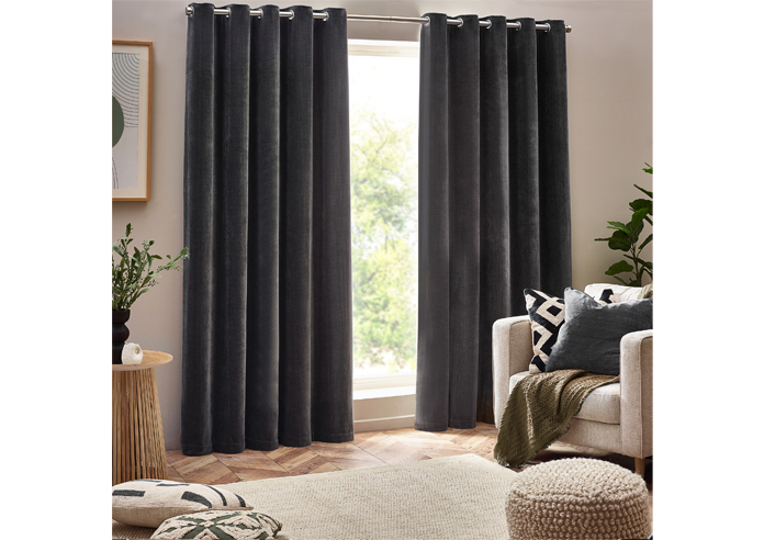 Heavy Chenille Eyelet, Charcoal - Ready Made Curtains - Image 7